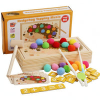 Wooden Pounding Box Felt Balls Learning Game Number Cards for Young Children
