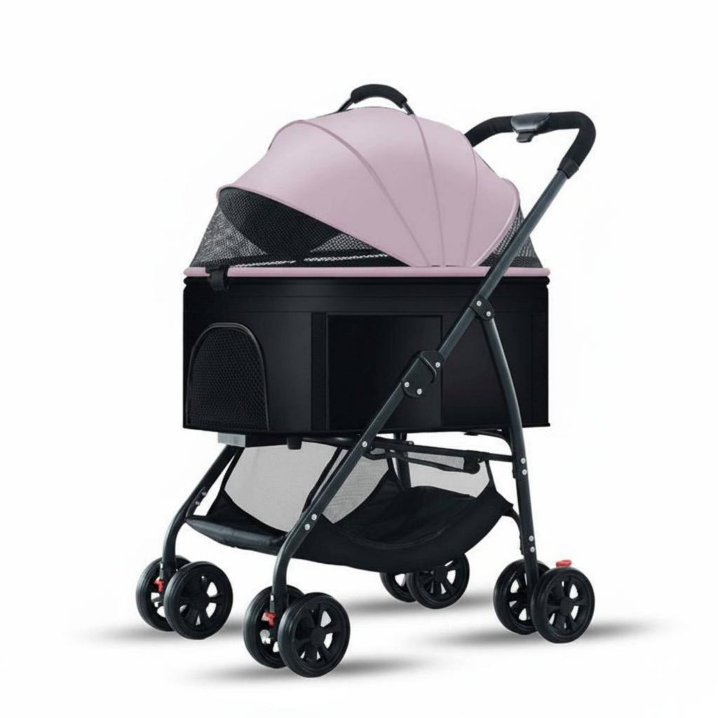 Foldable Pet Carriage 360-Degree Rotating Wheels Detachable Pet Carrier Pet Carriage Storage Basket Lightweight Dog Cat Pet Carriage