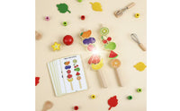 Fruit Skewer Threading Game Color & Shape Recognition Wooden Fruit Lacing Beads
