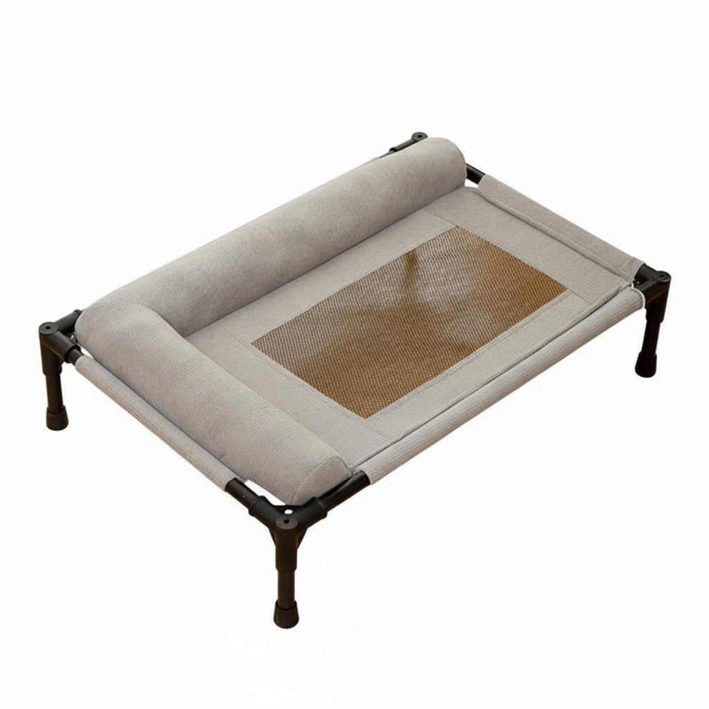 Elevated Pet Bed Water Resistant Raised Pet Lounger with Bolster Sturdy Frame for Cats