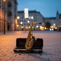 Saxophone Phone Holder Hands-Unrestricted Alto Baritone Saxophone Phone Holder Alto Sax Lyre Mount Adjustable View Secure