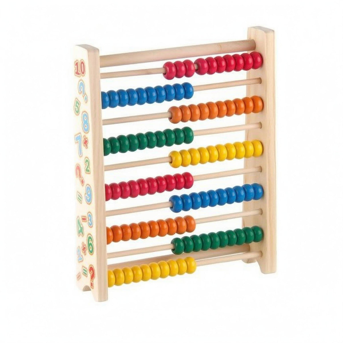 Wooden Counting Abacus 10 Rods Wooden Math Frame Printed Numbers