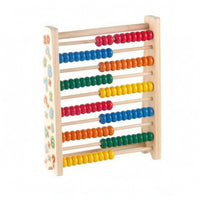 Wooden Counting Abacus 10 Rods Wooden Math Frame Printed Numbers