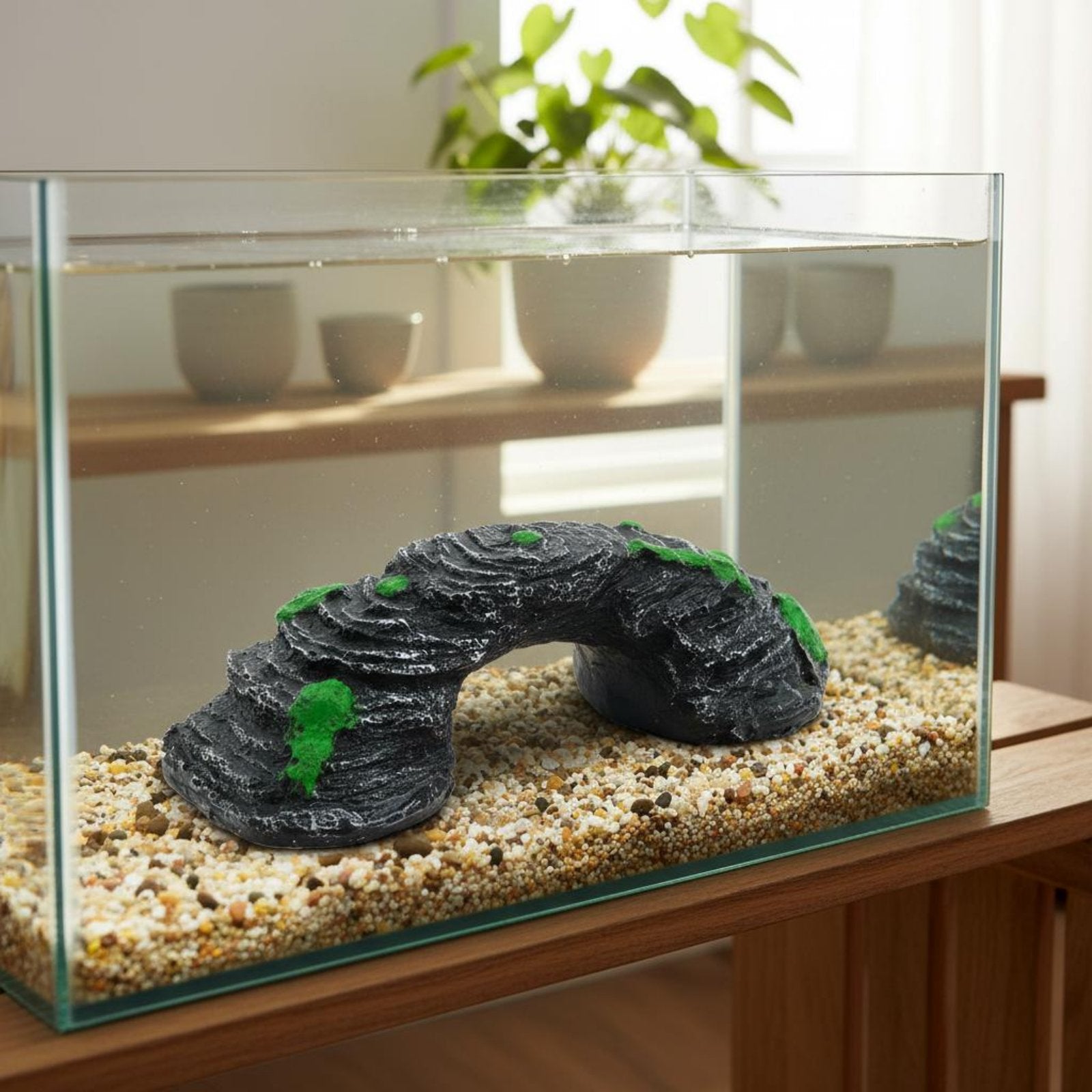 Turtle Basking Ramp Realistic Design Resin Aquarium Bridge Artificial Rock Arch for Reptile Keepers, Aquarists, Vivarium