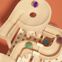 Marble Track Building Set Hands-On Assembly Wooden Marble Run for Boys