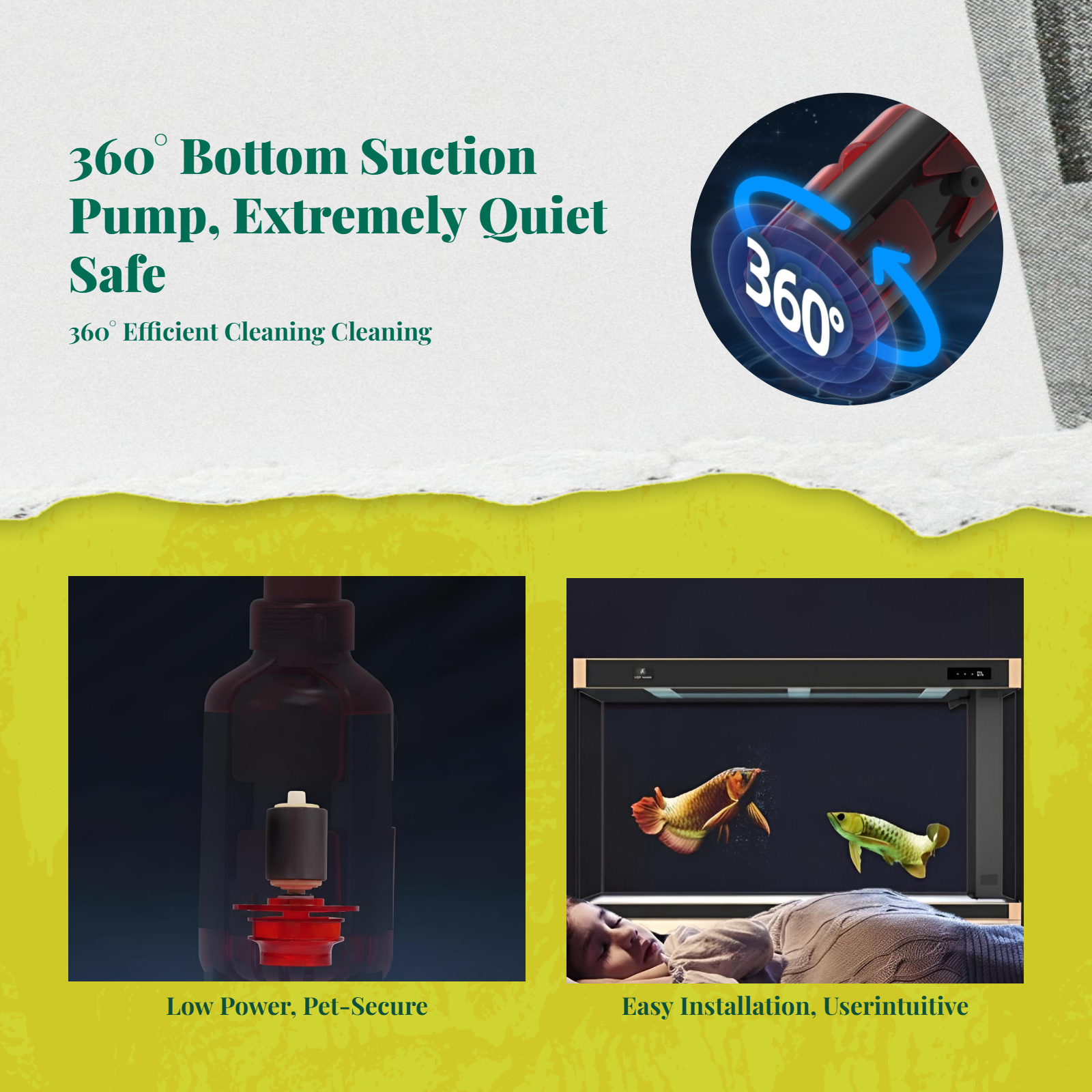 Immersible water circulator, extremely quiet aquatic habitat strainer, dry burning protection, circulation filtration, fish reservoir, water feature, hydroponics