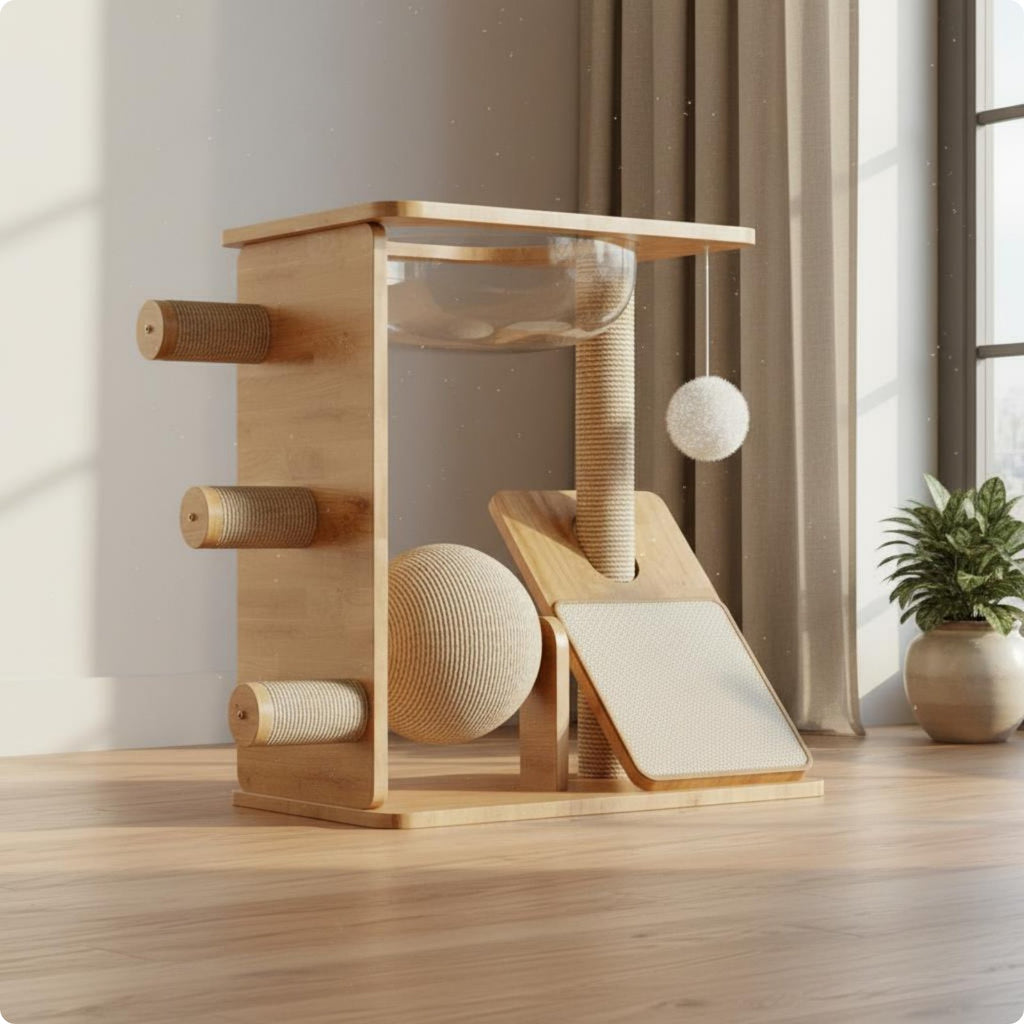 Wooden Feline Climber Stable Base Wooden Feline Climber for Indoor
