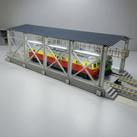 Locomotive Shed Miniature Train Station Paintable for Diorama, Collectors