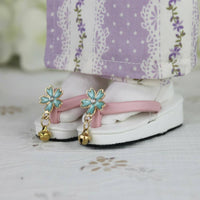 Japanese-Style Doll Sandals Flower Ornament Flat Open-Toe Doll Sandals Golden Chime Charm Toy Accessory