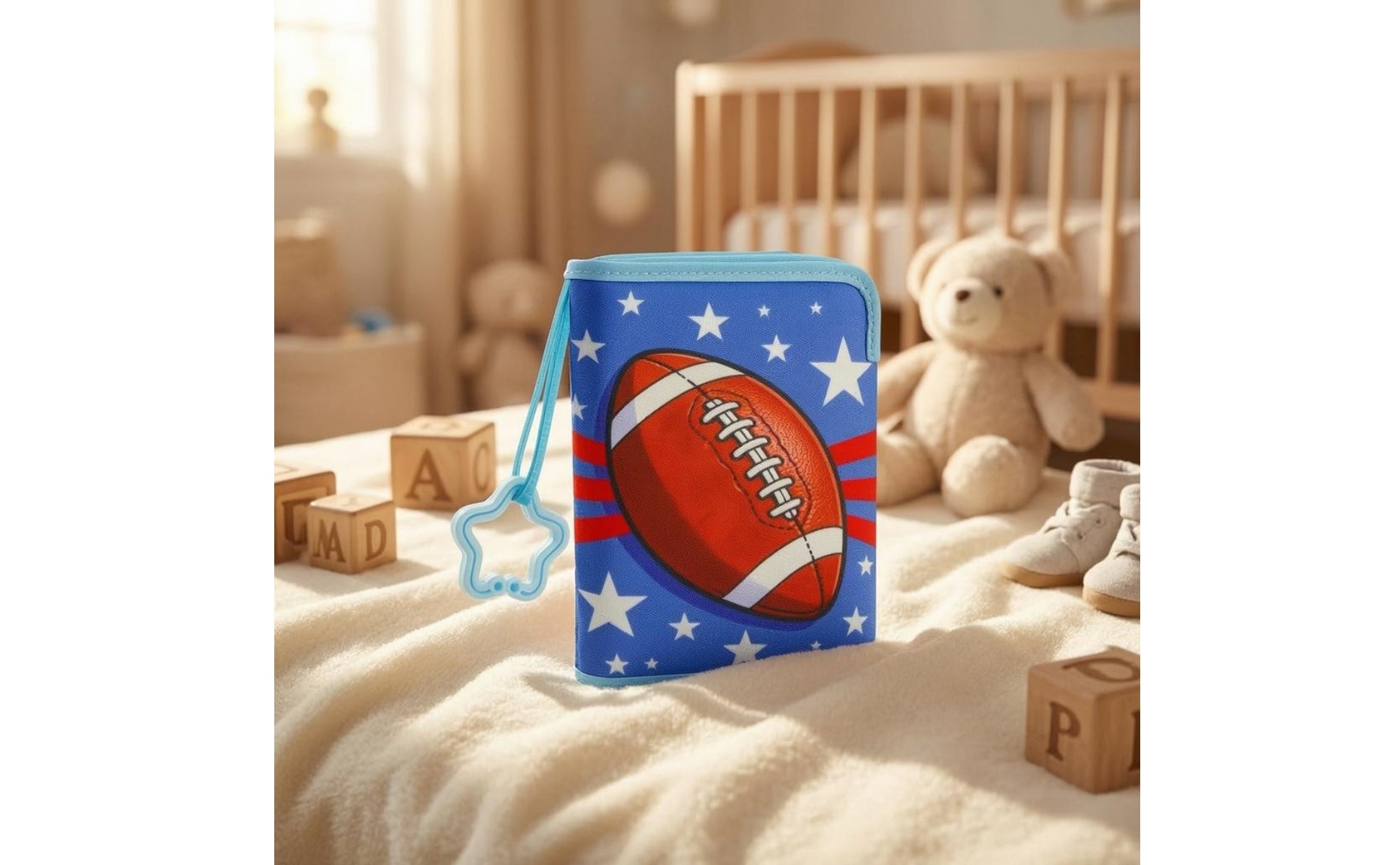 Baby Photo Album Clear Pockets Keepsake Scrapbook Football Graphic