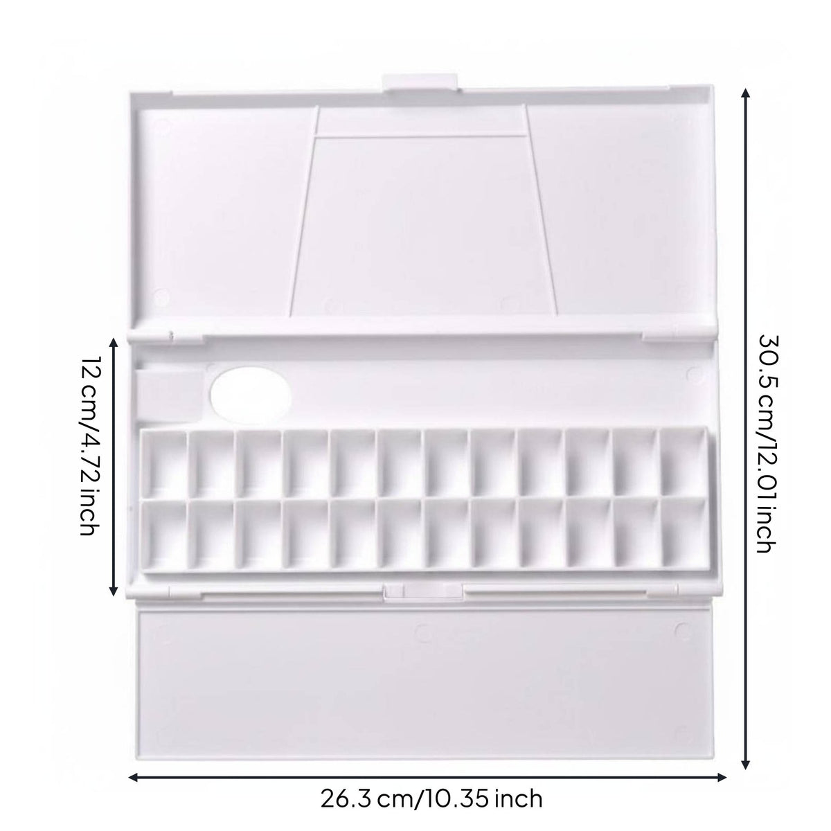 Trifold Paint Palette Flip Lid Folding Palette Case Foldable for Studio, Artists