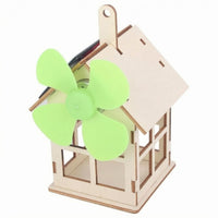Solar Powered Wooden House Model Hanging Tab Learning Toy Cut