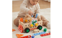 Educational Bus Toy Fine Motor Skills Wooden Screw Toy Hand-Eye Coordination Busy Activity Board for Kids, Little Ones, Preschool, Daycare