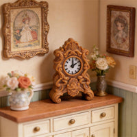 Vintage Dollhouse Clock Detailed Craftsmanship Baroque Table Clock Model