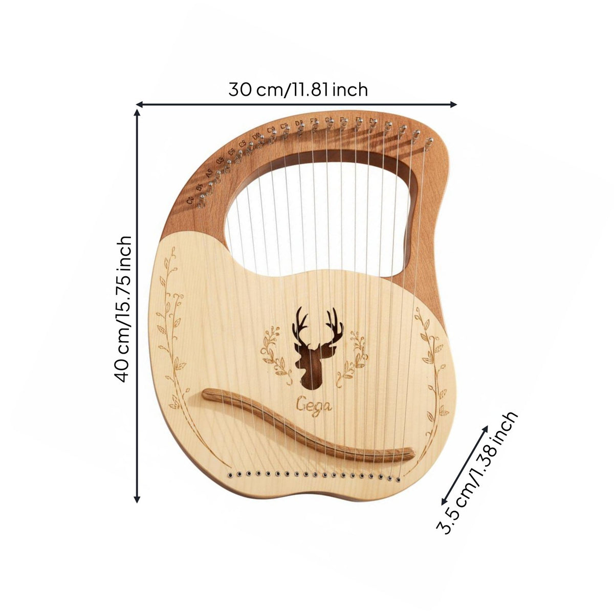 19-String Lyre Harp Warm Clear Tones 19 String Lyre 18 Stringer Shape for Travel
