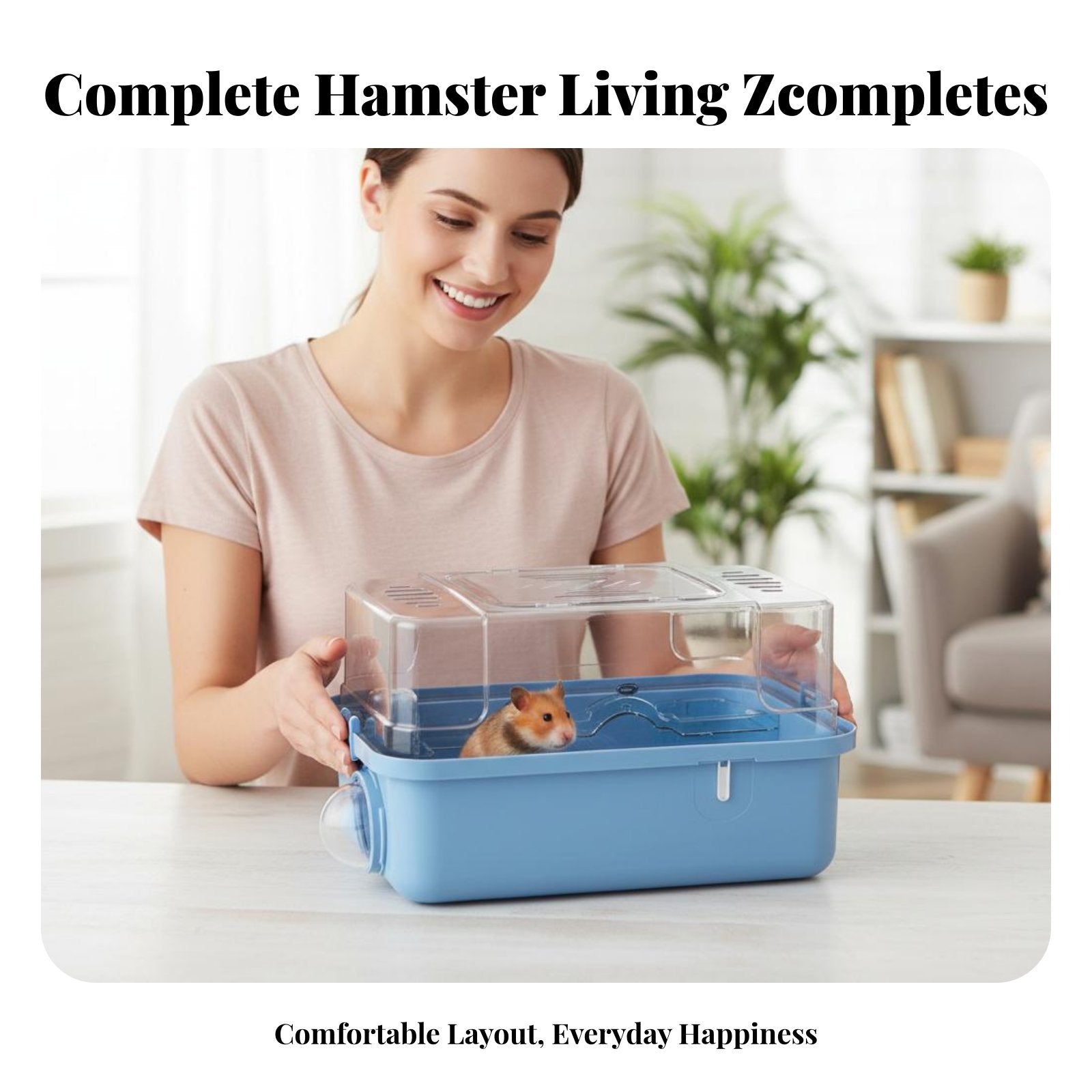 2-Story Hamster Villa Portable with Handle Hamster enclosure Set Large Space for Home