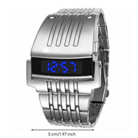 Illuminated Robot Watch Distinctive Design Illuminated Digital Watch Futuristic Electronic Wristwatch Metal Band Digital