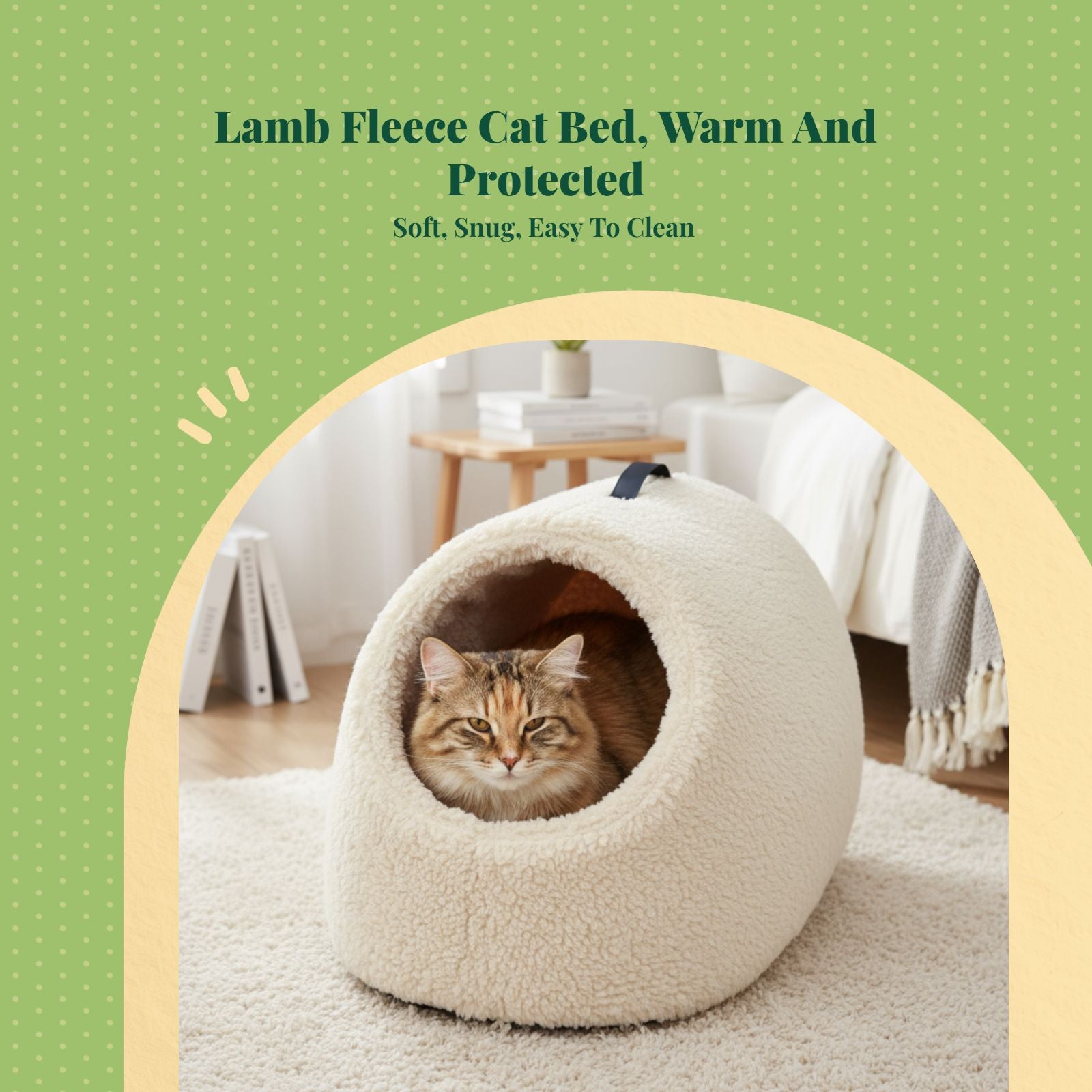 Lamb Fleece Cat House, Semi-Enclosed Pet Bed, Indoor Warm