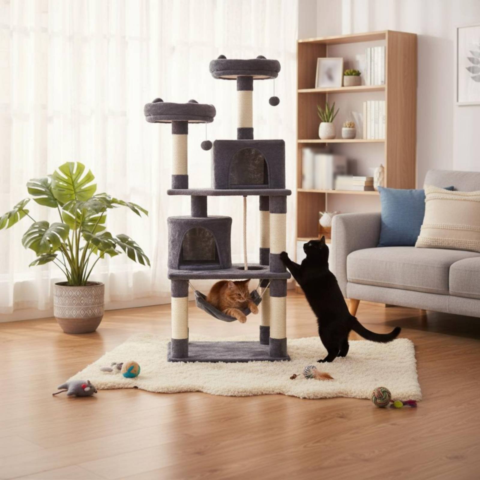 Cat Activity Center Hammock Bed Feline Retreat Elevated Cozy Soft Cover Animal Furniture for Home
