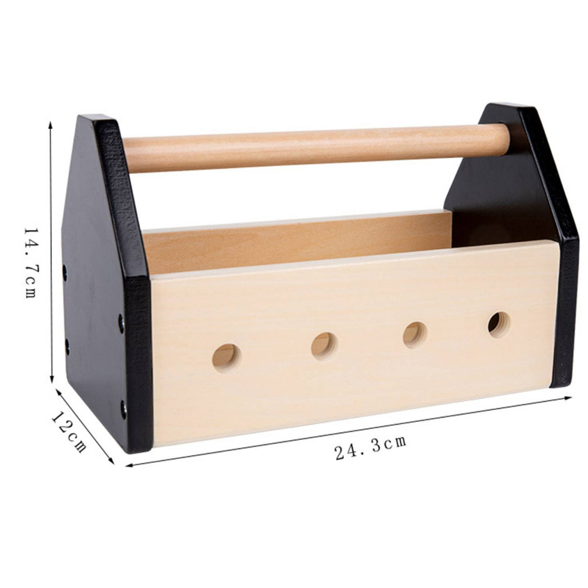 Wooden Toy Toolbox Pretend Play Kids Carpenter Tool Set Polished Rounded Edges
