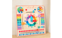 Educational Calendar Clock Board Multicolor for Preschoolers, Kids