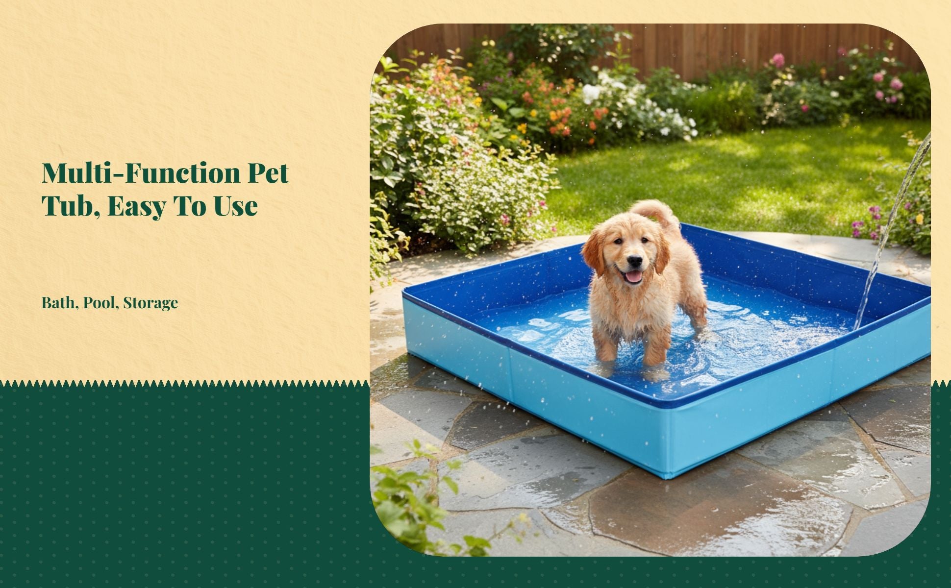 Foldable pet bath, easy drain