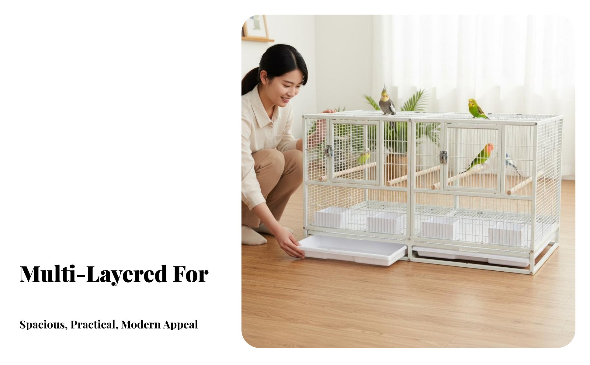 3-Tier Breeding Enclosure Removable Divider Dividable Bird Enclosure Safety Lock