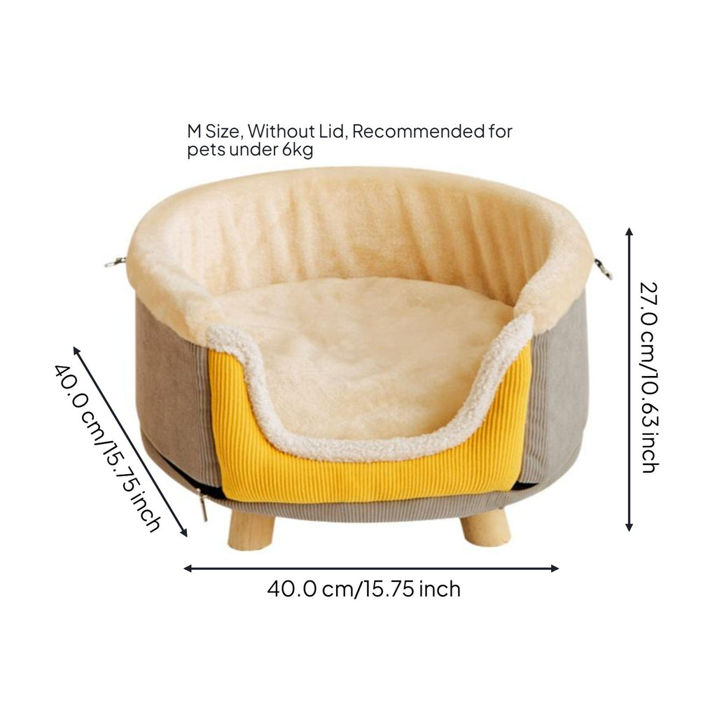 Removable plush cat bed offers indoor comfort