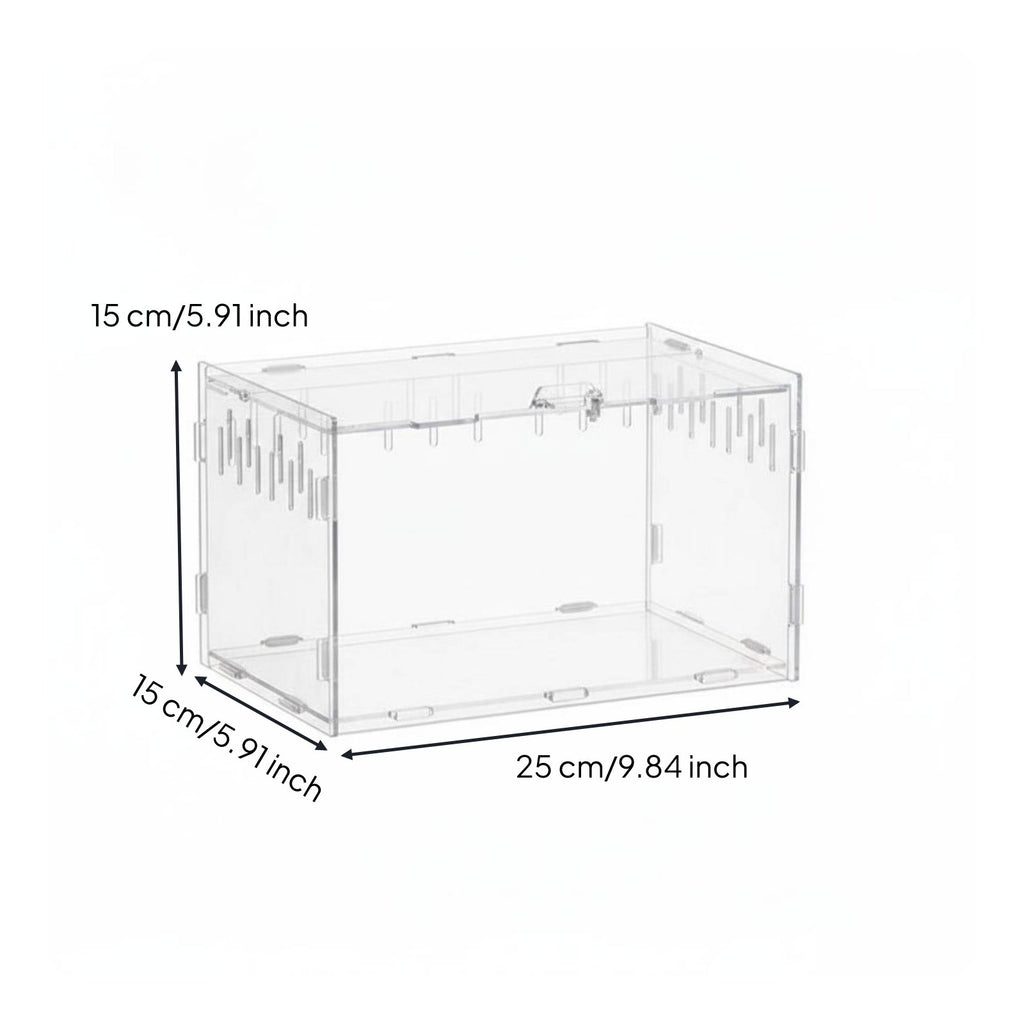 Transparent Reptile Enclosure High See-Through Clear Reptile Habitat 360° Panoramic View Clear Acrylic Terrarium for Small Pet Owners