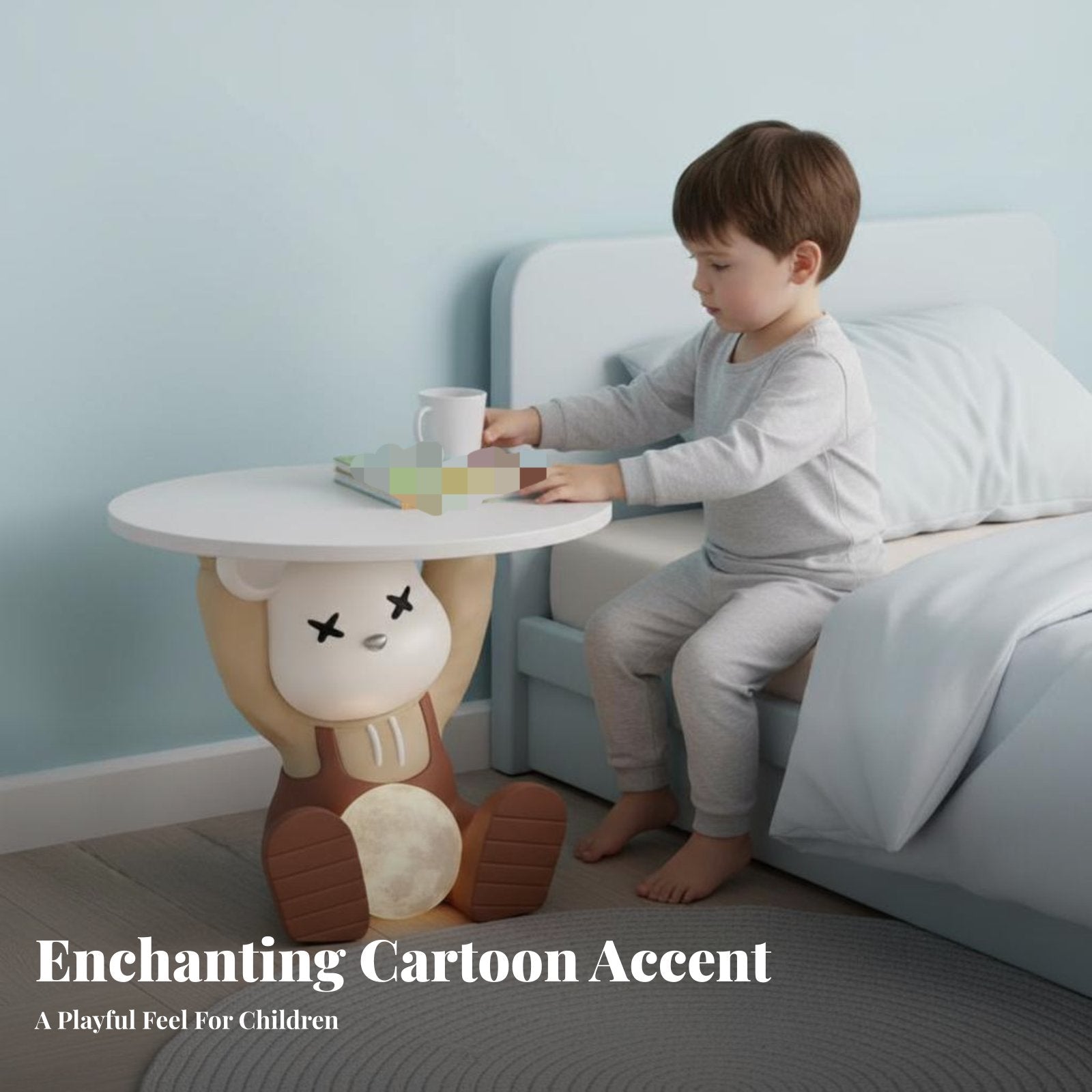 animalShaped Nightstand with Light Space-Saving Animal Sculpture light for Children