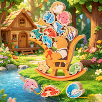 Wooden Fishing Stacking Toy Educational Wooden Balance Stacking Toy Hand-Eye Coordination for Preschoolers, Young Children, Preschool, Kindergarten