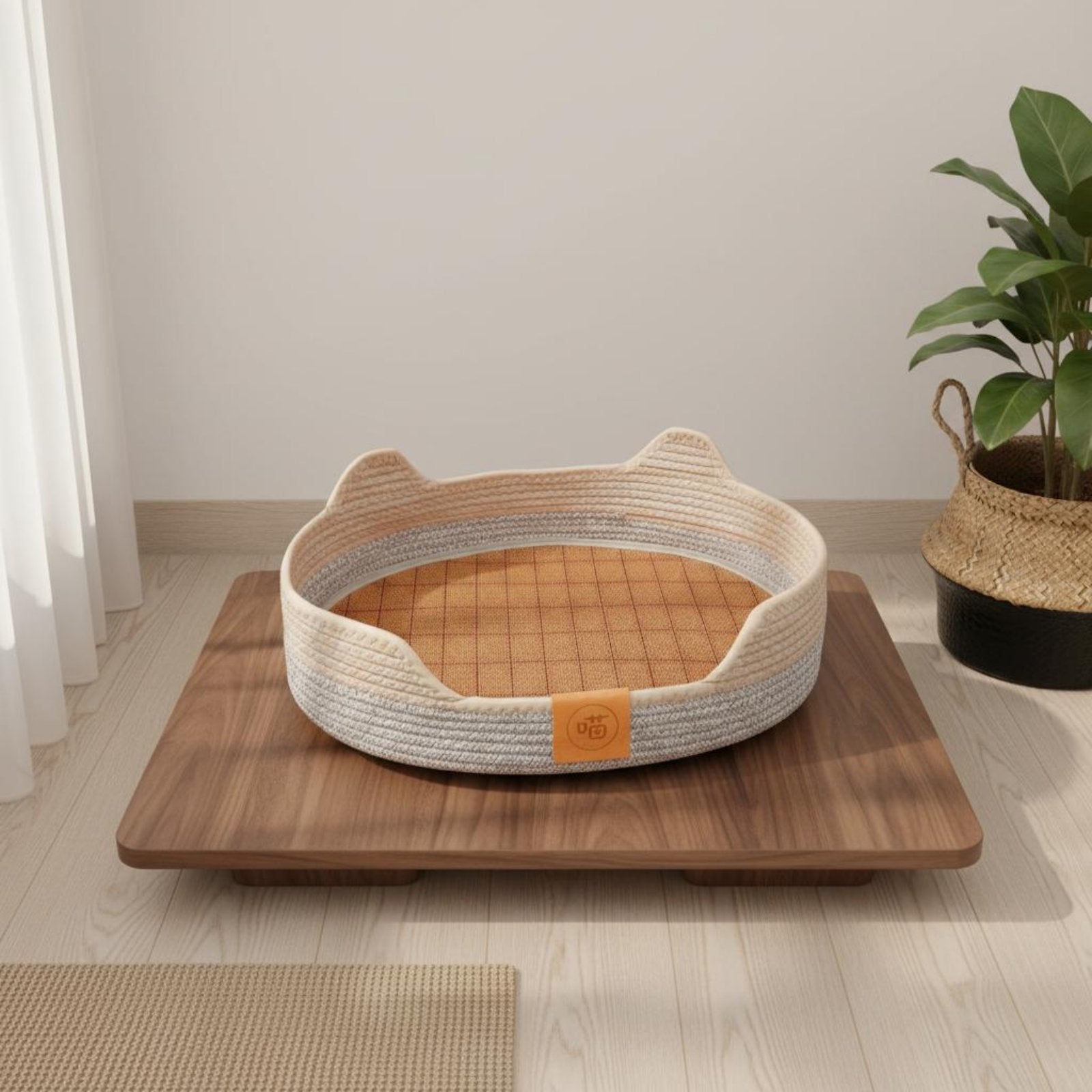 Cat Sofa Lounger Four-Season Use Woven Cat Bed Basket Scratch-Resistant Pet Supplies for Cats, Small Dogs