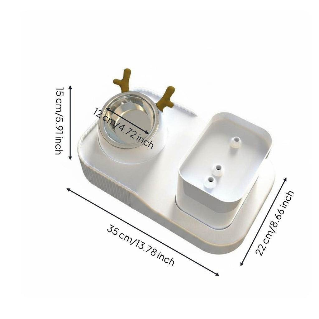 2-in-1 Pet Feeder Double Use Water Fountain Bowl Large Capacity for Cats