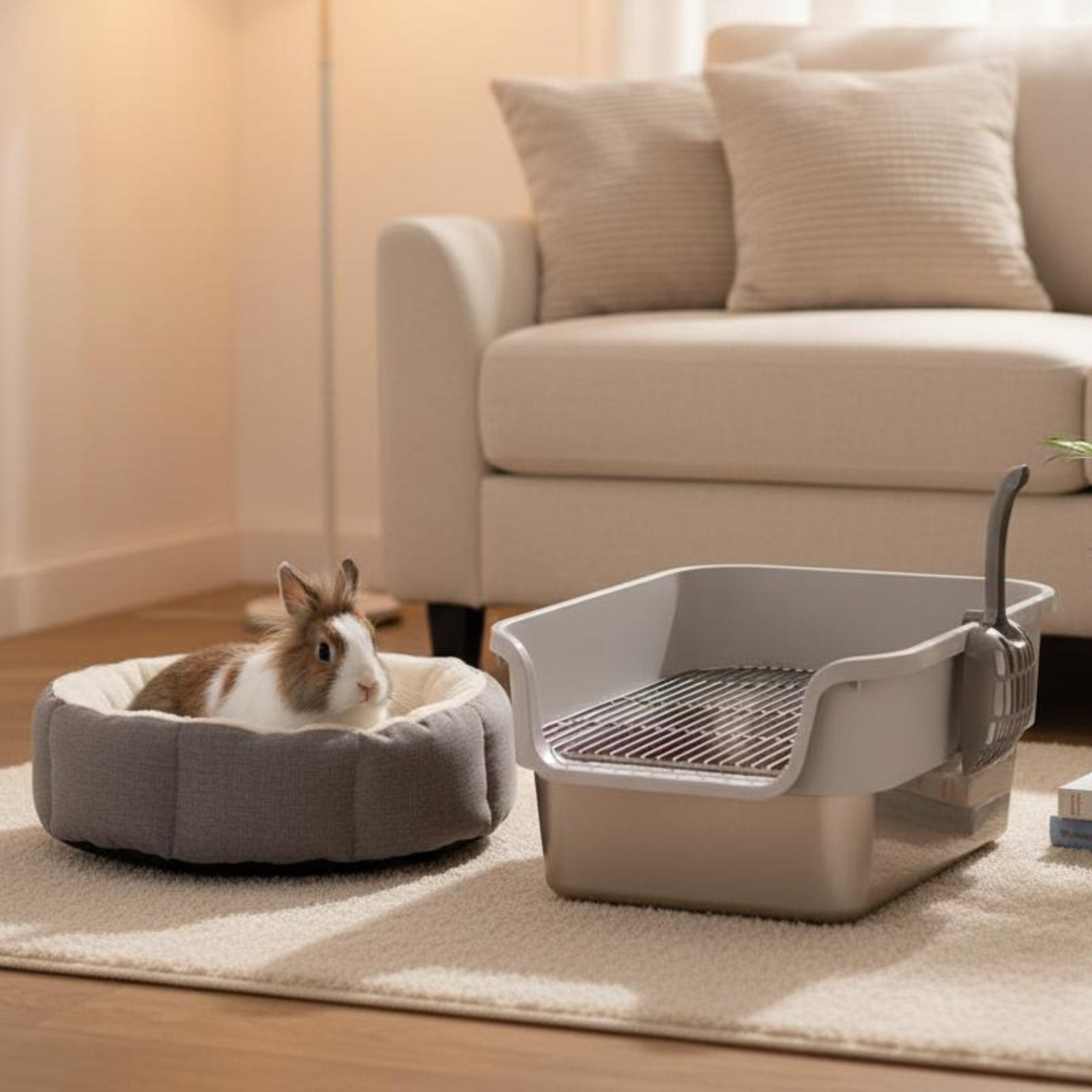 Stainless Steel Rabbit Litter Box Odor Control Rabbit Toilet Low Entry