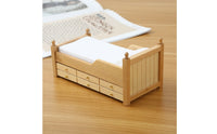 OB11 Dollhouse Bed Slatted Design Four-Poster Dollhouse Bed White Bedding