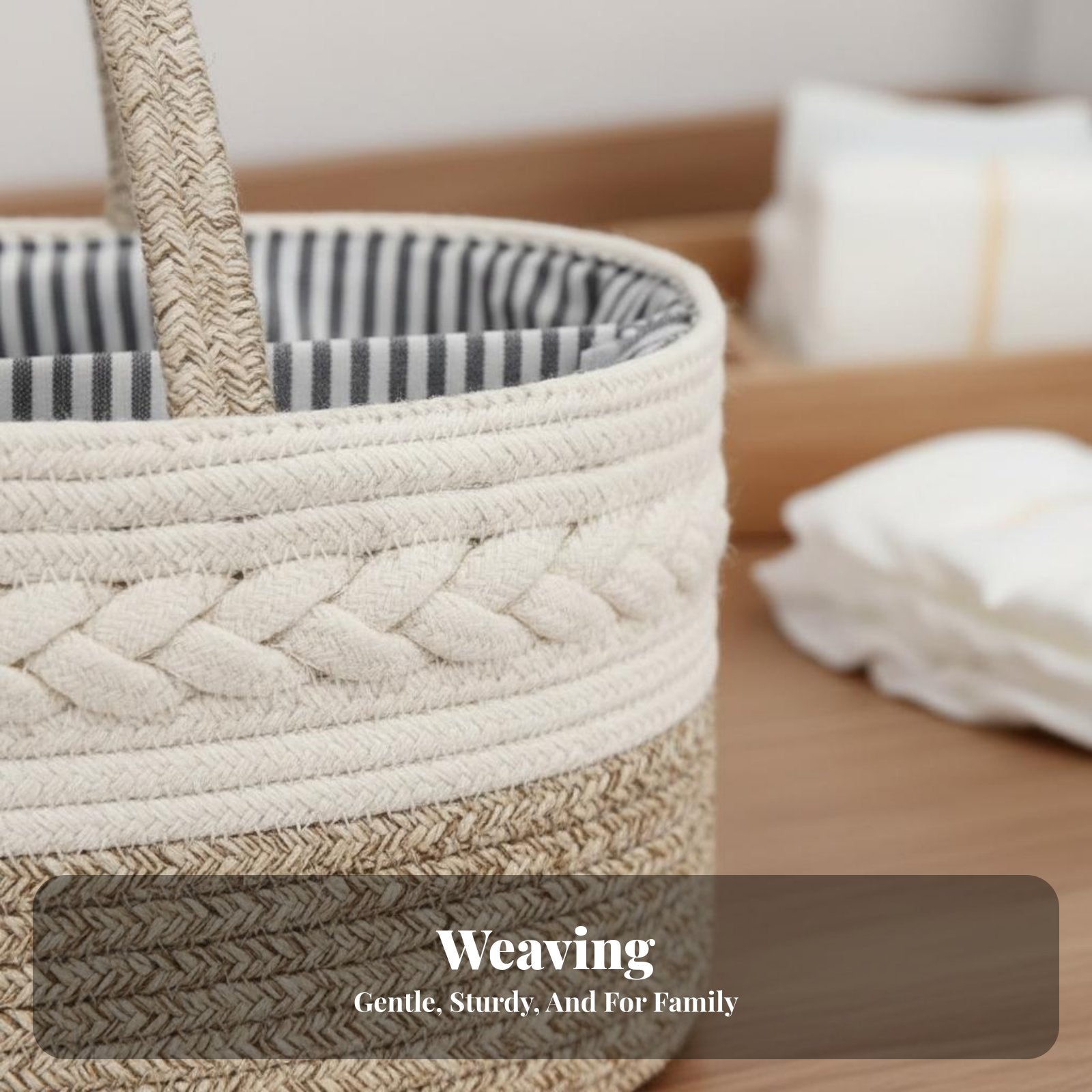 Cotton Rope Diaper Carrier Foldable Design Baby Diaper Organizer Tote Cotton Rope Basket Removable Dividers for Infants