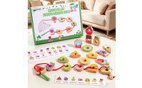 Stringing Educational Play Wooden Bead Puzzle Focus Training Wooden Threading Game for Preschoolers, Home, Preschool, Classroom