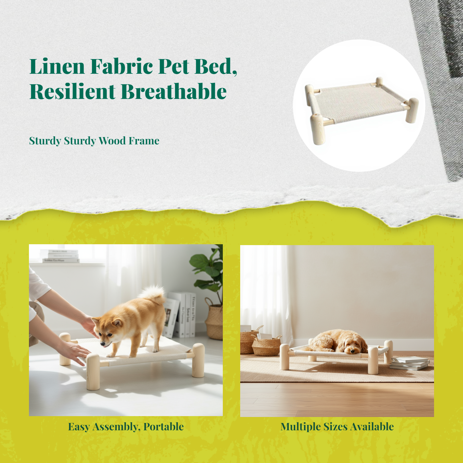Elevated Dog Bed, Breathable Mesh, Non-Slip, Indoor/Outdoor