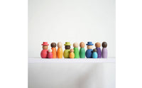 12 Pieces Colorful Wooden Family Figures Early Education Wooden Peg People Wood Color Sorting Toy for Young Children, Preschoolers, Classroom