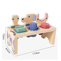 Wooden Pounding Bench Wood Shape Sorting Bench Sturdy Animal Shape Sorter for Young Children