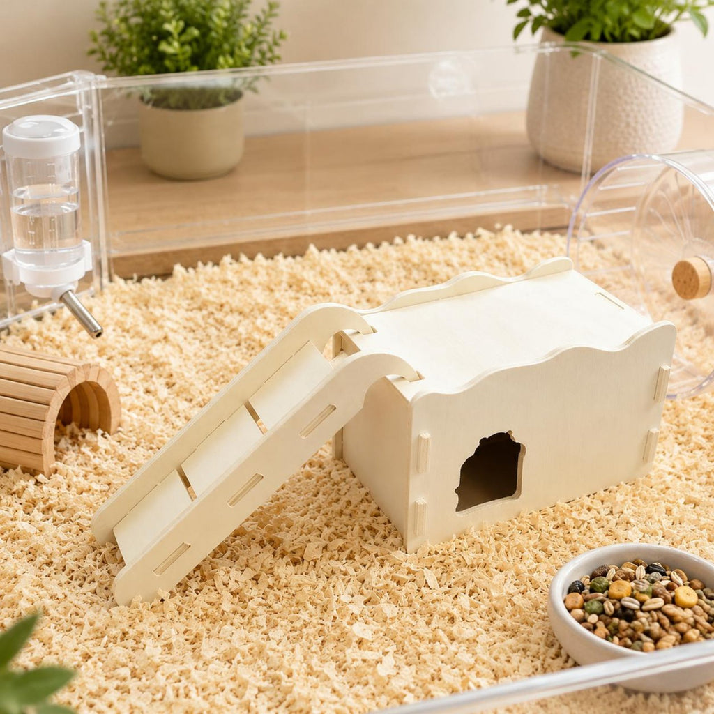 Hamster Ramp House Slotted Step Wood Hamster House Side Entrance