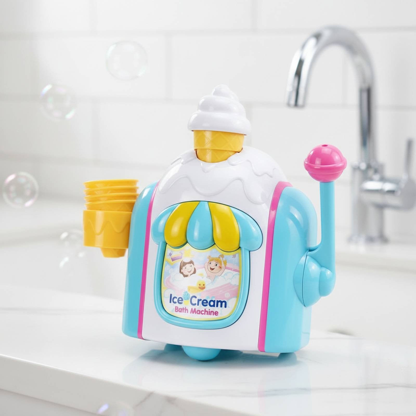 Ice Cream Bubble Maker Cute Design Ice Bath Foam Toy Material Bubble Bath Machine for Infants