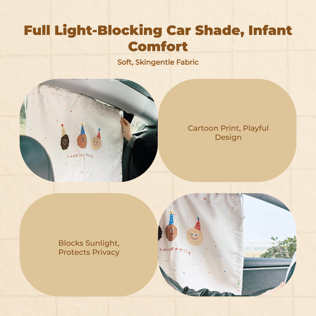 Car window sun shield, retractable side window screen, sunblock protection, privacy, infant, universal fit, easy to install, black