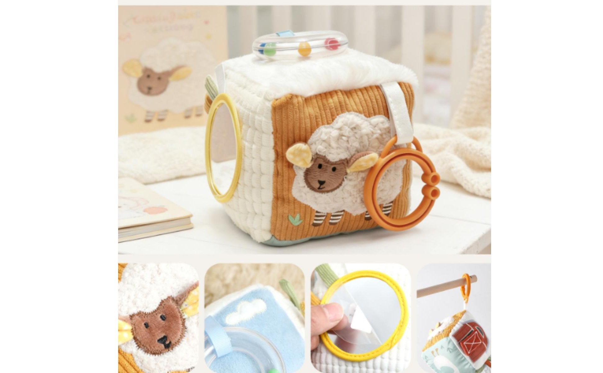 Baby Teether Rattle Cube Travel Ready Soft Activity Cube Certified Product