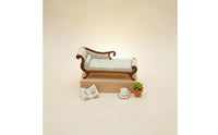 Miniature Long Seat Hand-Sewn 1:12 Scale Fainting Couch Vintage Style Dollhouse Daybed for Collectors, Hobbyists, Diorama