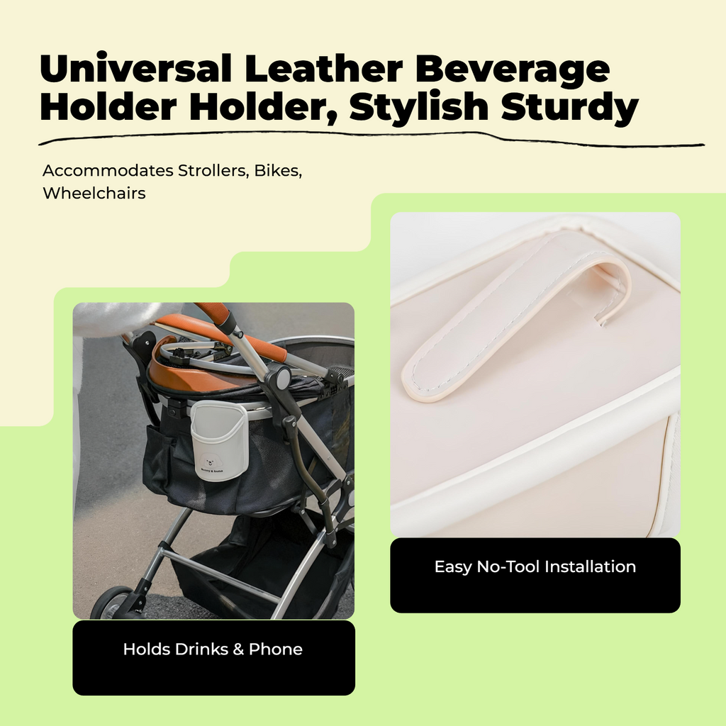 Stroller Beverage Holder, Universal Pet Stroller Accessory, 2-in-1 Phone Holder, non-slipSlip, Multi-Functional Organizer