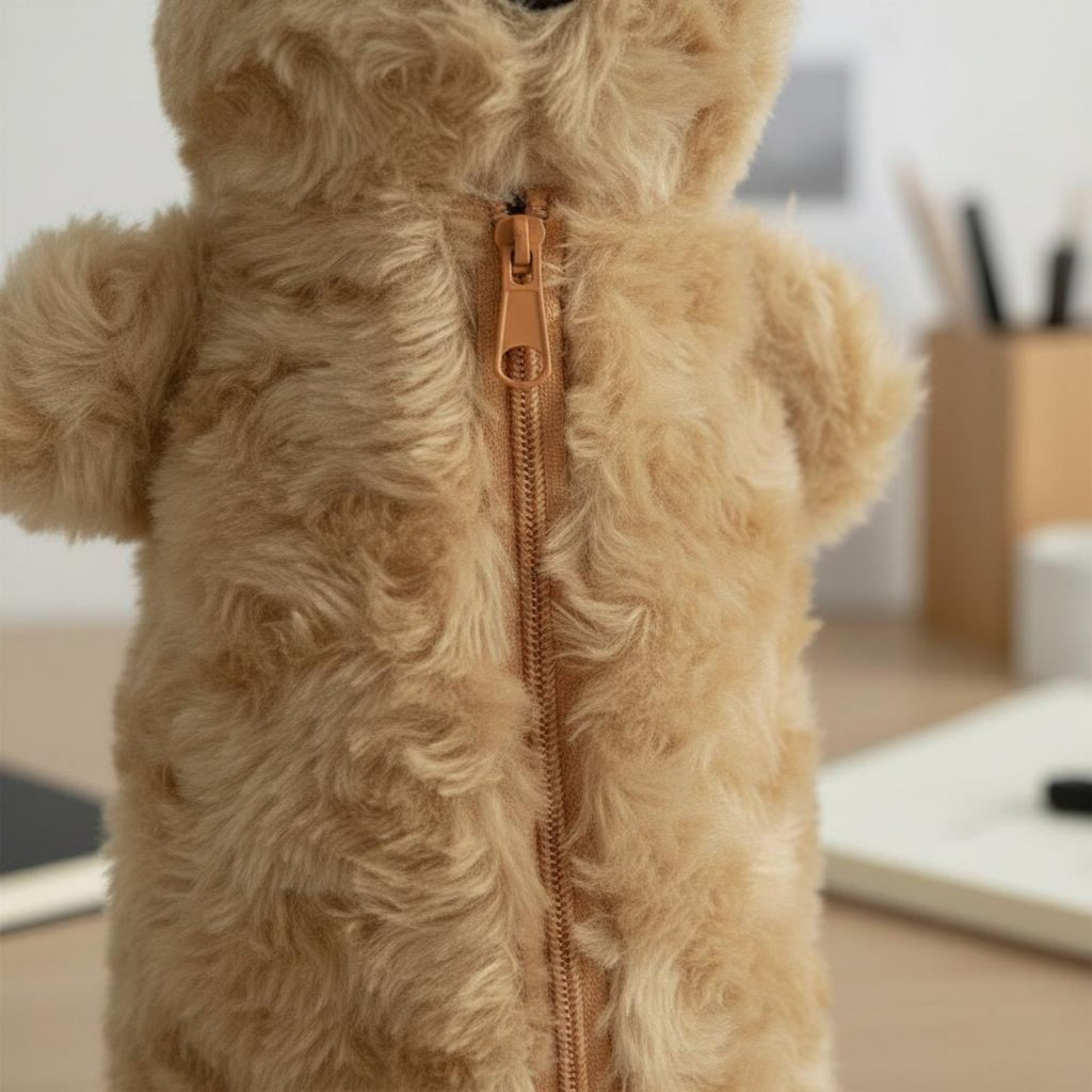 Teddy Dog Writing Instrument Case Portable Fluffy Dog Writing Instrument Pouch