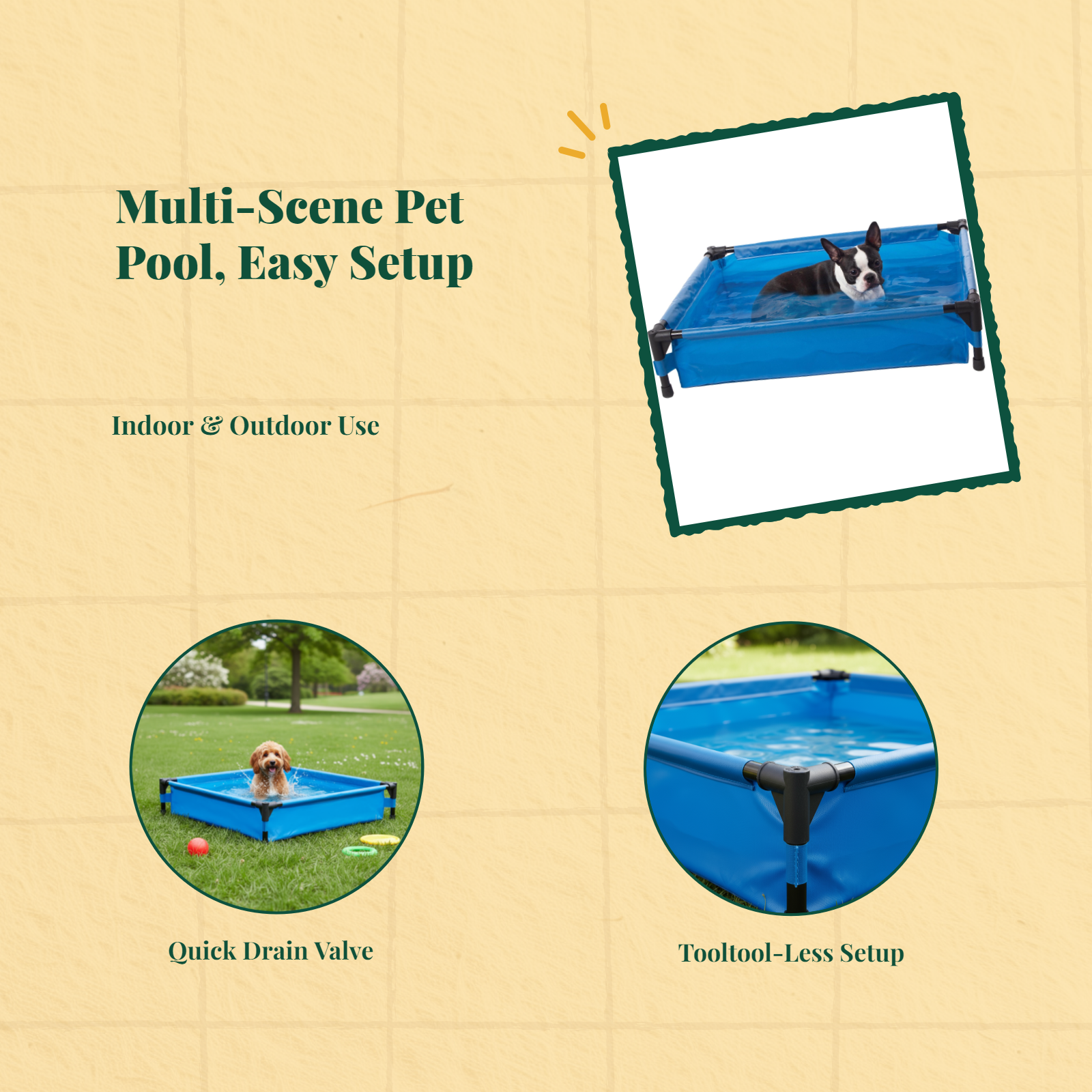 Foldable Pet Pool, Portable Dog Bath Tub, Outdoor Use