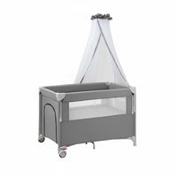 Foldable Baby Crib Two-Level Adjustable Portable Playpen Net
