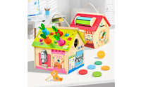 Wooden Busy House Early Learning Sensory Activity Board Locks for Young Children